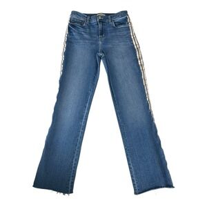 L'Agence Mid‎ Rise Straight Striped Jeans Womens 26 Blue Stretch Denim USA Made
